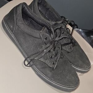 VANS Authentic Lace Up Classic Black Canvas Deck Sneakers Womens Size 9